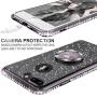 Cute iPhone 8 Plus Case, Cute iPhone 7 Plus Case, Glitter Luxury Bling Diamond Rhinestone Bumper with Ring Grip Kickstand Protective Thin Girly iPhone 8 Plus/ 7 Plus Case for Women Girl - Black