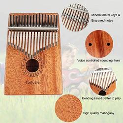 Elejolie Kalimba Thumb Piano kalimba Instrument Beginner Portable Finger Piano Mbira with Study Instruction and Tune Hammer,Kalimba 17 key Mahogany Wood Best Gift for Kids Adult