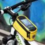 Roswheel Road Mountain Bike Bag Pannier Mini Cycling Bicycle Front Tube Bags for Men Women for iPhone 4 5 6 7 Plus 8 8plus X Samsung Huawei Xiaomi OnePlus LG HTC Meizu Google Nexus Yellow S M L