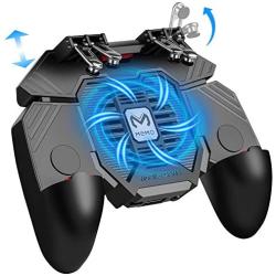 Mobile Game Controller w/ L1R1 L2R2 Triggers [ 6 Finger ], PUBG/COD Mobile Controller w/Cooling Fan & 1200mAh Power Bank, Gaming Grip Joystick Gamepad, Shoot Aim Keys for 4.7-6.5" Android iOS Phone