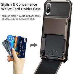 Vofolen Case for iPhone XS Max Case Wallet ID Slot Credit Card Holder Scratch Resistant Dual Layer Protective Bumper Rugged TPU Rubber Armor Hard Shell Case Cover for iPhone XS Max 10S Max (Gun Color)