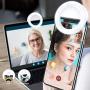 Selfie Ring Light Led Circle Portable Clip-on Selfie Fill Light with USB Rechargeable for Phone Camera Photography Video White