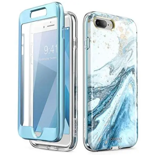 i-Blason Cosmo Glitter Clear Bumper Case for iPhone 8 Plus/iPhone 7 Plus, Blue