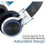 Elecder i39 Headphones with Microphone Foldable Lightweight Adjustable On Ear Headsets with 3.5mm Jack for iPad Cellphones Computer MP3/4 Kindle Airplane School Blue/Black