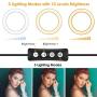 10 Selfie Ring Light with Tripod Stand, Upgraded Dimmable Camera LED Ring Light with 3 Phone Holder for TikTok/YouTube/Live Stream/Vlog/Makeup/Camera/Photography Compatible with iPhone Android