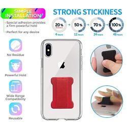 [2pc] Finger Strap Phone Holder - Ultra Thin Anti-Slip Universal Cell Phone Grips Band Holder for Back of Phone (Red)