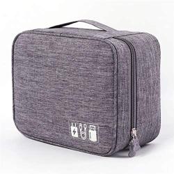 Portable Electronic Organizer Travel Accessories Cable Bag Universal Cord Storage Case Carrying for Charging Cable, Cell Phone, Power Bank,Mini Tablet(Gray)