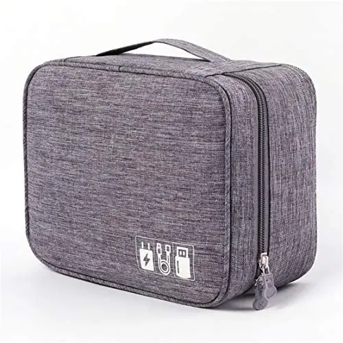 Portable Electronic Organizer Travel Accessories Cable Bag Universal Cord Storage Case Carrying for Charging Cable, Cell Phone, Power Bank,Mini Tablet(Gray) Portable Electronic Organizer Travel Accessories Cable Bag Universal Cord Storage Case Carrying for Charging Cable, Cell Phone, Power Bank,Mini Tablet(Gray)