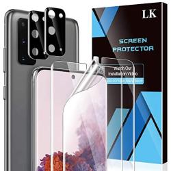 LK [2 Pack] Screen Protector + [2 Pack] Camera Lens Protector for Samsung Galaxy S20 (6.2 inch), [Positioning Tool] [In-Display Fingerprint Support] HD Ultra-Thin, Anti-Scratch, Flexible TPU Film