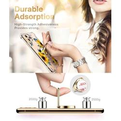 GVIEWIN Cell Phone Ring Holder Finger Kickstand, 180° Rotation Metal Flower Ring Grip for Magnetic Car Mount Compatible with All Smartphones Adhesive to All Phone Cases (Sunflowers/Yellow)