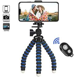 Phone Tripod,iPhone Tripod Portable Flexible Camera Stand Mini Holder with Wireless Remote Shutter and Universal Clip for Android Cell Phone Samsung Sports Camera GoPro