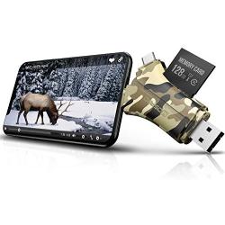 Trail Camera Viewer SD Card Reader - 4 in 1 SD and Micro SD Memory Card Reader to View Hunting Game Camera Photos or Videos on Smartphone, Camouflage