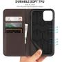 SHIELDON iPhone 11 Pro Case, Genuine Leather Auto Sleep Wake iPhone 11 Pro Wallet Case RFID Blocking Card Slot Magnetic Kickstand Shockproof Case Compatible with iPhone 11 Pro (5.8") - Coffee Brown