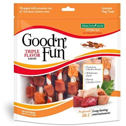 GoodNFun Triple Flavored Rawhide Kabobs for Dogs