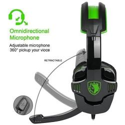 SADES PS4 Gaming Headphone SA930 3.5MM Stereo Surround Lightweight Gaming Headset with Microphone Volume Control for PC/MAC/PS4/Smartphone/Tablets (Black+Green)