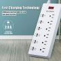 Surge Protector Power Strip,6 Outlets&6 USB Charging Ports, USB Extension Cord,6ft UL Cord, 1625W/13A 125V for Home & Office Appliances, Smartphones, Tablets,Laptop…