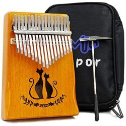 Thumb Piano Kalimba 17 Key with Study Instruction And Tune Hammer Portable Musical Instruments Gifts for Adult Kids And Beginners (Double cat)