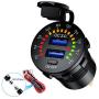 LiDiVi [Upgraded Version] Quick Charge 3.0 Dual USB Car Charger Socket with Colorful Voltmeter & ON/Off Switch, 12V USB Outlet for Car Marine Boat Motorcycle ATV Bus Truck and More - Black