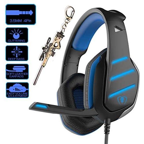 Pro Gaming Headset for PC PS4 Xbox One Surround Sound Over-Ear Headphones with Mic LED Light Bass Surround Soft Memory Earmuffs for Computer Laptop Switch Games Kid’s Boy’s Teen’s Gifts