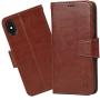 Arae Case for iPhone X/Xs, Premium PU Leather Wallet Case [Wrist Straps] Flip Folio [Kickstand Feature] with ID&Credit Card Pockets for iPhone X (2017) / Xs (2018) 5.8 inch (not for Xr) (Brown)