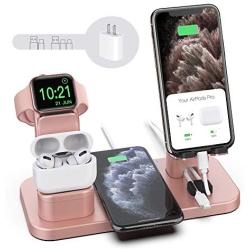 Wireless Charger Stand, CEREECOO 4 in 1 Wireless Charging Station Dock Compatible with iPhone 11/11pro/Xr/Xs/X/Max/8/8Plus/7/6/6s/5 Apple Watch5/4/3 AirPods/Airpods Pro (iWatch Charger Required)