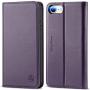 SHIELDON iPhone SE 2020 Case, iPhone 8 Wallet Case, Genuine Leather iPhone 7 Flip Magnetic Cover Card Slots Carry-All with Kickstand TPU Shockproof Case Compatible with iPhone SE2/8/7 - Dark Purple