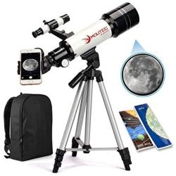 Moutec Telescope for Kids and Beginners with Backpack Smartphone Adapter, Portable Astronomical Travel Telescope, 70mm Refractor - Great Astronomy Gift for Kids to Explore Moon Space