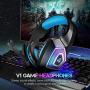 Gaming Headset with Mic for Xbox One PS4 PC Switch Tablet Smartphone, Headphones Stereo Over Ear Bass 3.5mm Microphone Noise Canceling 7 LED Light Soft Memory Earmuffs(Free Adapter) (Renewed)