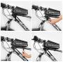 Rexphil Bike Phone Mount Front Frame Handlebar Bags, TPU Waterproof Top Tube Storage Zipper Cycling Bag with Touch Screen Fits iPhone X XS Max XR Include 15 in One Multifunctional Bicycle Repair Tool