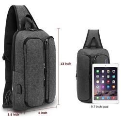 Sling Bag for Men Chest Bag for Teens Single Shoulder Bag Casual Daypack Crossbody Bag PU Sling Backpack Sport Daypack