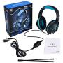 Beexcellent GM-1 Over-Ear Wired 3.5mm Pro Gaming Headset Surround Sound Gaming Headphone with LED Effect and Microphone for PC, Laptop, Tablet, PS4, Xbox, Cell Phone (Blue)