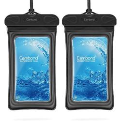 Floatable Waterproof Phone Pouch, Floating Water Proof Cell Phone Case for iPhone Xs Max/XR/X/8/8P/7/6S Galaxy up to 6.5", Lanyard Dry Bag for Snorkeling Pool Beach Kayaking Travel (2 Pack Black)