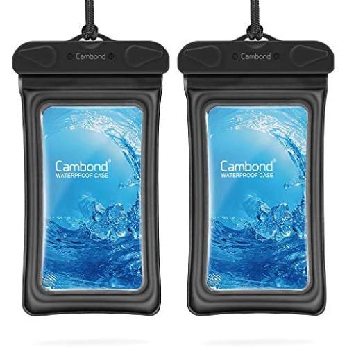 Floatable Waterproof Phone Pouch, Floating Water Proof Cell Phone Case for iPhone Xs Max/XR/X/8/8P/7/6S Galaxy up to 6.5", Lanyard Dry Bag for Snorkeling Pool Beach Kayaking Travel (2 Pack Black)