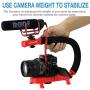 Cam Caddie Scorpion Jr Stabilizing Camera Handle for DSLR and GoPro Action Cameras - Professional Handheld U/C-Shaped Grip with Integrated Accessory Shoe Mount for Microphone or LED Video Light - Includes: Smartphone / GoPro Adapters and 1/4-20 Threaded M