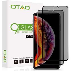 OTAO Privacy Screen Protector for iPhone 11 Pro Max/iPhone Xs Max 6.5 Inch True 28°Anti Spy Tempered Glass Full-Coverage (2-pack)