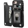 OT ONETOP iPhone 8 Wallet Case with Card Holder, iPhone 7 Case iPhone SE(2020) Wallet Premium PU Leather Kickstand Card Slots,Double Magnetic Clasp and Durable Shockproof Cover 4.7 Inch(Black)