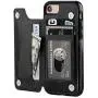 OT ONETOP iPhone 8 Wallet Case with Card Holder, iPhone 7 Case iPhone SE(2020) Wallet Premium PU Leather Kickstand Card Slots,Double Magnetic Clasp and Durable Shockproof Cover 4.7 Inch(Black)