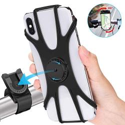 Bike & Motorcycle Phone Holder, 360°Rotation Detachable Universal Bike Phone Mount Silicone Adjustable Motorcycle Bicycle Phone Mount, for 4.5"-7.0" Smart Phones iPhone 11 Pro Max/X/XS (Black)