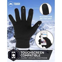 Touch Screen Black Running Gloves for Men & Women - Thermal Winter Glove Liners for Texting, Cycling & Driving