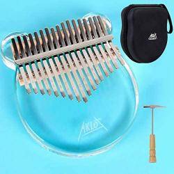 AKLOT Kalimba 17 Keys Transparent Acrylic Panda Thumb Piano Note Carved Starter Finger Piano with Kalimba Case Tune Hammer Study Booklet Stickers