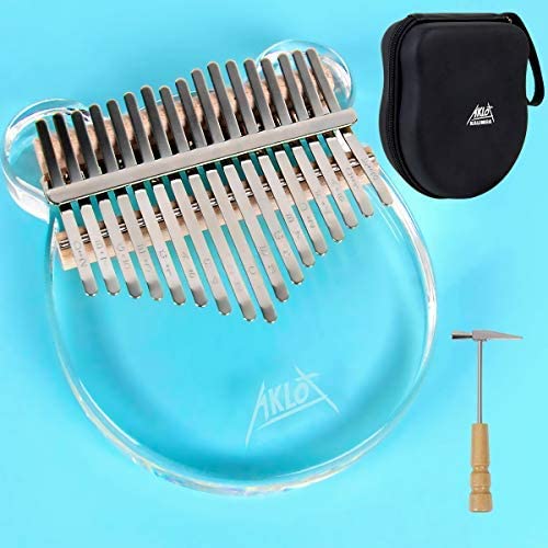 AKLOT Kalimba 17 Keys Transparent Acrylic Panda Thumb Piano Note Carved Starter Finger Piano with Kalimba Case Tune Hammer Study Booklet Stickers