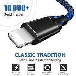 iPhone Charger, Lightning Cable 3Pack （3FT 6FT 10FT） to USB Syncing Data and Nylon Braided Cord Charger for iPhone XS/Max/XR/X/8/6Plus/6S/7Plus/7/8Plus/SE/iPad and More-BlackBlue