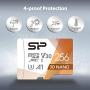Silicon Power U3 256GB Micro SD Card Nintendo-Switch Compatible, SDXC microsdxc High Speed MicroSD Memory Card with Adapter