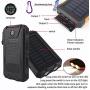 Bundle Pack Best Gift 25,000mAh Solar Charger & Power Bank, Portable Dual USB Battery Cargador External Pack Backup Phone Charger Outdoor Flashlight for Smartphone Tablet Camera Two Cord (Blue)