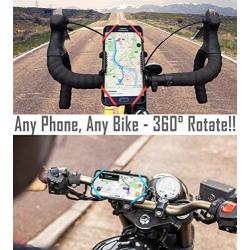 TruActive Bike Phone Mount Cell Phone Holder for Bike - Universal Fit, Motorcycle Phone Mount and Bike Phone Holder - 6 Color Bands - Any Phone or Handlebar - Tool Free Install