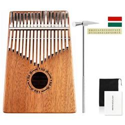 Kalimba 17 Keys Thumb Pianos with Command and Tuning Hammer Thumb Harp, Portable Finger Piano Instrument Acacia Wood Body Ore Metal Teeth