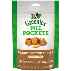 GREENIES Pill Pockets Natural Dog Treats, Capsule Size, Peanut Butter Flavor