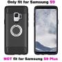 Samsung Galaxy S9 Phone Case with Tempered Glass Screen Protector Magnetic Ring Holder Stand Kickstand Hybrid Protective Cell Accessories Hard Cover for Glaxay S 9 Edge Galazy 9S GS9 Women Girls Men