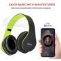 Bluetooth Headphones Wireless,MKay Over Ear Headset V5.0 with Microphone, Foldable & Lightweight, Support Tf Card MP3 Mode and Fm Radio for Cellphones Laptop TV(Black-Green)