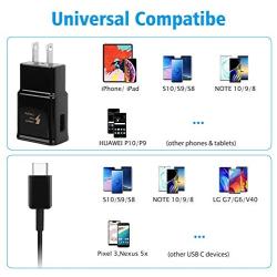 Adaptive Fast Charger Compatible with Samsung Galaxy s9/ s9 Plus/ s10/ s10+/ s10e/ s8/ s8 Plus/Note 9/ Note 8/ Active, Wall Charger Adapter with USB Type C Cable